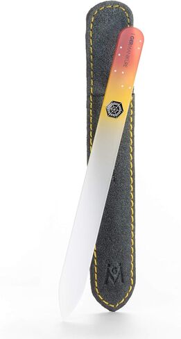 GERMANIKURE Czech Crystal Glass Nail File, Black, Suede Leather Case | Great for Manicures & Pedicures Easy Shaping for Natural Nails Leaving a Smooth Polished Finish, Gentle Long-Lasting Edge in Kuwait