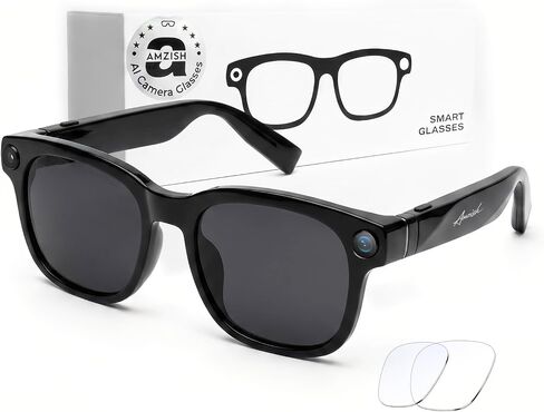 AI Smart Glasses with Camera, 8MP HD Bluetooth Camera Glasses for Women Men | 1080P Video Recording Sunglasses, Real Time Translation, Voice Assistant, Open Earbuds, Travel, Work, Vlog in Saudi Arabia