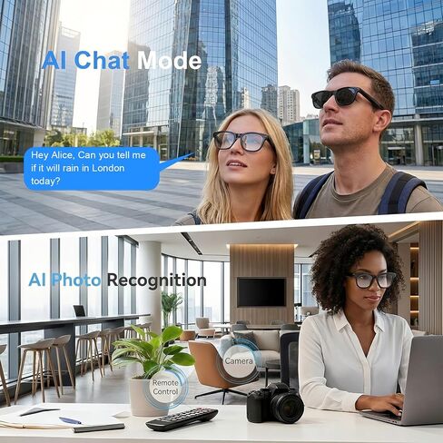 AI Smart Glasses with Camera, 8MP HD Bluetooth Camera Glasses for Women Men | 1080P Video Recording Sunglasses, Real Time Translation, Voice Assistant, Open Earbuds, Travel, Work, Vlog in Saudi Arabia