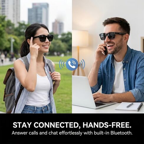 AI Smart Glasses with Camera, 8MP HD Bluetooth Camera Glasses for Women Men | 1080P Video Recording Sunglasses, Real Time Translation, Voice Assistant, Open Earbuds, Travel, Work, Vlog in Saudi Arabia