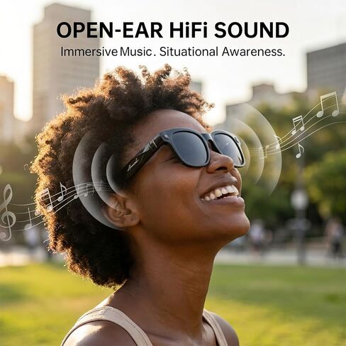 AI Smart Glasses with Camera, 8MP HD Bluetooth Camera Glasses for Women Men | 1080P Video Recording Sunglasses, Real Time Translation, Voice Assistant, Open Earbuds, Travel, Work, Vlog in Saudi Arabia