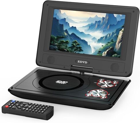 SQQBZZ 11.5"" Portable DVD Player with 9.5"" Swivel Screen, 5-Hours Rechargeable Battery,Car DVD Player,Support CD/DVD/SD Card/USB,Regions Free,Dual Speakers,Black in Kuwait