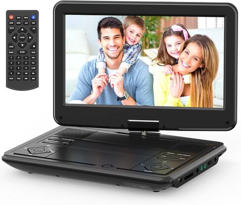 11.5" Portable DVD Player with 9.5" Swivel Screen, 5-Hours Rechargeable Battery,Car DVD Player,Support CD/DVD/SD Card/USB,Regions Free,Dual Speakers, Black… in Kuwait