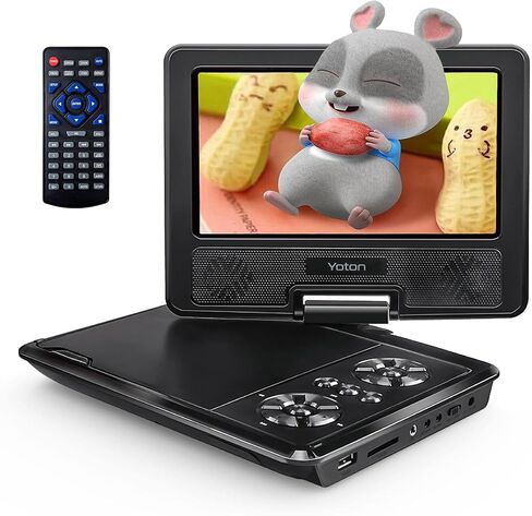 YOTON 9.5" Portable DVD Player, 7.5" Swivel Screen, Kids Car Travel, Black | 4–6h battery, TV sync, SD card, USB, multiple disc formats, road trips, flights, bedrooms, family travel in Kuwait