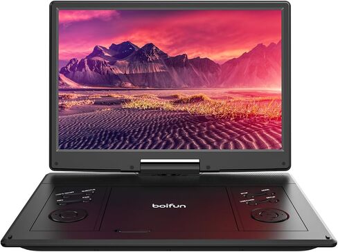 BOIFUN 15.7" Portable DVD Player with HDMI Input, 14.1" Large HD Screen | Region Free, 5 Hrs Rechargeable Battery, Syncs to TV & Projector, USB & SD Card, Dual Speakers, for Home Use & Road Trips in Saudi Arabia