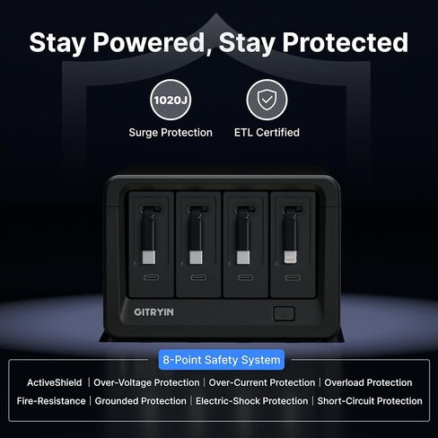 12-in-1 Desktop Charging Station, 160W USB Retractable GaN Charger | Modular Charging Hub for Multiple Device, 3 Retractable Type-C Chargers, 1 Lightning, 4 AC, 4 USBC, 33.5in Cables, Black in Saudi Arabia