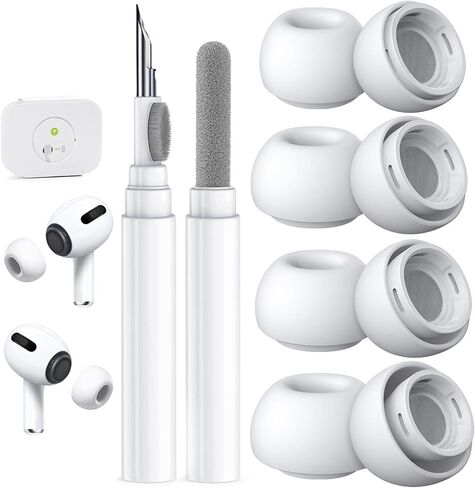 4 Pairs Replacement Ear Tips for AirPods Pro 2nd/1st (White) | (4 Size XXS/XS/S/M/L )Silicone Ear Tips with Cleaner kit,Noise Reduction Holewith & Built-in dust Guard Screen in Saudi Arabia