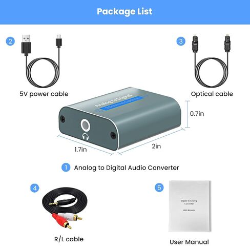 Analog to Digital Audio Converter 6.5ft Long RCA to Optical Audio Adapter | 3.5mm Jack In Optical Signal Out with 3.5mm to RCA and Optical Cable for TV Amplifier Speaker/Soundbar/Home Theater(Only PCM) in Saudi Arabia