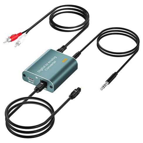 192kHz DAC Audio Converter Digital to Analog Audio Converter, 7ft/2.1m Optical Audio to 3.5mm RCA AUX Cable, Optical to RCA Adapter with Dual 3.5 mm Jacks for PS3 PS4 HDTV Blue Ray DVD Sky in Saudi Arabia