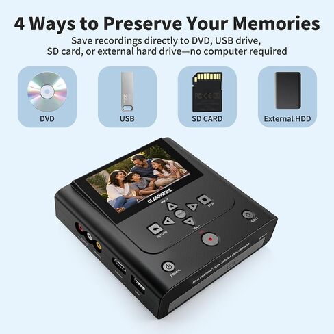 VHS to DVD Recorder & Digital Converter, AV & HDMI Inputs | No computer needed. Record from VCRs, VHS players and camcorders to DVD, USB, SD or HDD; play recordings on the unit or TV in Saudi Arabia