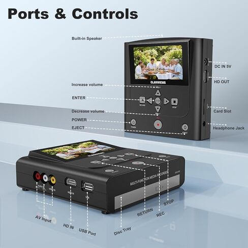VHS to DVD Recorder & Digital Converter, AV & HDMI Inputs | No computer needed. Record from VCRs, VHS players and camcorders to DVD, USB, SD or HDD; play recordings on the unit or TV in Saudi Arabia