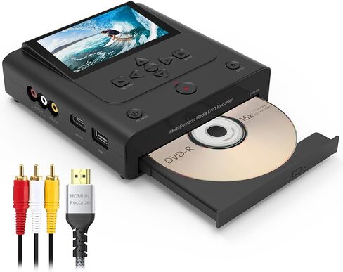 VHS to DVD Recorder, VCR to DVD Recorder-Convert Photos and Videos Between VHS,VCR,Memory Card，DVD and USB. Phone can use a Free app to Burn Videos and Photos, Also has TV Recording Function（Black） in Saudi Arabia