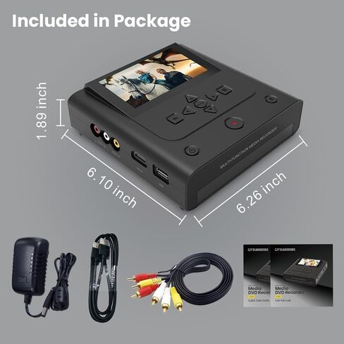 VHS to DVD Recorder, VCR to DVD Recorder-Convert Photos and Videos Between VHS,VCR,Memory Card，DVD and USB. Phone can use a Free app to Burn Videos and Photos, Also has TV Recording Function（Black） in Saudi Arabia