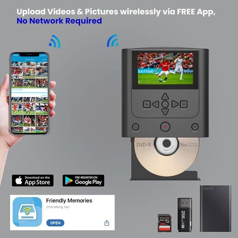 VHS to DVD Recorder, VCR to DVD Recorder-Convert Photos and Videos Between VHS,VCR,Memory Card，DVD and USB. Phone can use a Free app to Burn Videos and Photos, Also has TV Recording Function（Black） in Saudi Arabia
