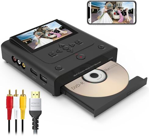 Standalone VHS to DVD Recorder with HDMI Real-Time Recording, No PC, Clariviews DVR450 All-in-One VHS & Camcorder Tape to DVD Converter, Wireless Transfer, Save to DVD, SD, USB, External HDD in Saudi Arabia
