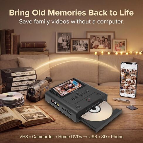 Standalone VHS to DVD Recorder with HDMI Real-Time Recording, No PC, Clariviews DVR450 All-in-One VHS & Camcorder Tape to DVD Converter, Wireless Transfer, Save to DVD, SD, USB, External HDD in Saudi Arabia