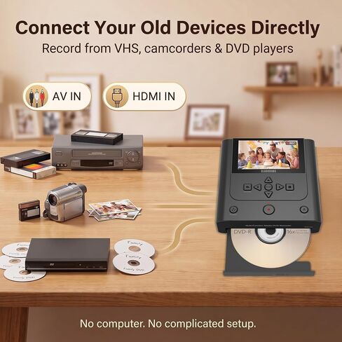 Standalone VHS to DVD Recorder with HDMI Real-Time Recording, No PC, Clariviews DVR450 All-in-One VHS & Camcorder Tape to DVD Converter, Wireless Transfer, Save to DVD, SD, USB, External HDD in Saudi Arabia