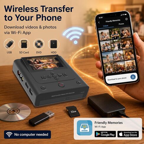 Standalone VHS to DVD Recorder with HDMI Real-Time Recording, No PC, Clariviews DVR450 All-in-One VHS & Camcorder Tape to DVD Converter, Wireless Transfer, Save to DVD, SD, USB, External HDD in Saudi Arabia