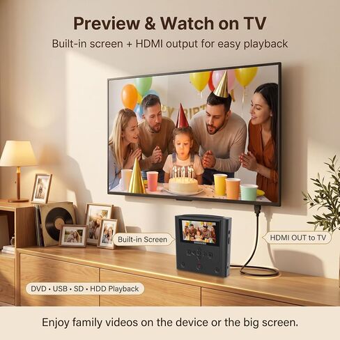 Standalone VHS to DVD Recorder with HDMI Real-Time Recording, No PC, Clariviews DVR450 All-in-One VHS & Camcorder Tape to DVD Converter, Wireless Transfer, Save to DVD, SD, USB, External HDD in Saudi Arabia