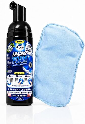 Cleaning Solution Spray Foam for Blu Ray Discs - Professional Optical Disc Cleaner for BluRay Discs, Safe Anti-Static Cleaning Fluid Set with Microfiber Cloth Glove in Saudi Arabia