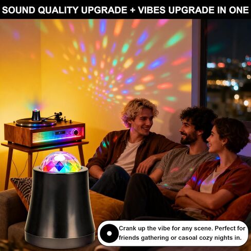 300g Vinyl Record Weight Stabilizer with LED Ambient Light, Premium Metal Turntable Weight with Protective Pad, Boosts Sound Quality, 2 Modes 10 Light Patterns, Type-C Cable for LP Record Player-Black in Saudi Arabia