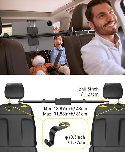 Tryone Car Tablet Holder Mount for iPad: Headrest Tablet Stand for Car Back Seat Compatible with iPad Pro Air Mini | Galaxy Tab | Kindle Fire HD | Switch OLED or Other 4.7-16.1" Devices in Saudi Arabia