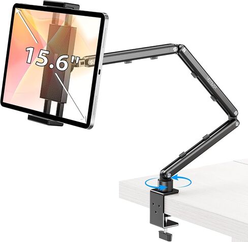 Tablet Stand for Desk, Adjustable iPad Holder for Bed, 4.7"-15.6" | 360° Rotation, Sturdy Aluminum Tablet Arm Mount for iPad Pro/Air/Mini, iPhone, Galaxy Tab, for Kitchen, Work, Video Call in Saudi Arabia