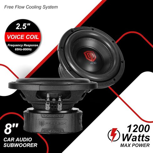 PRORECK Audio 408-D2 8" Dual 2 Impedance, Max Power 1200W Max Power Loud Car subwoofer (Pair) in Saudi Arabia