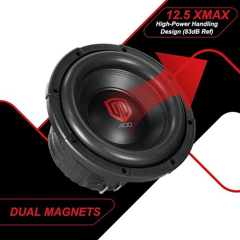 PRORECK Audio 408-D2 8" Dual 2 Impedance, Max Power 1200W Max Power Loud Car subwoofer (Pair) in Saudi Arabia