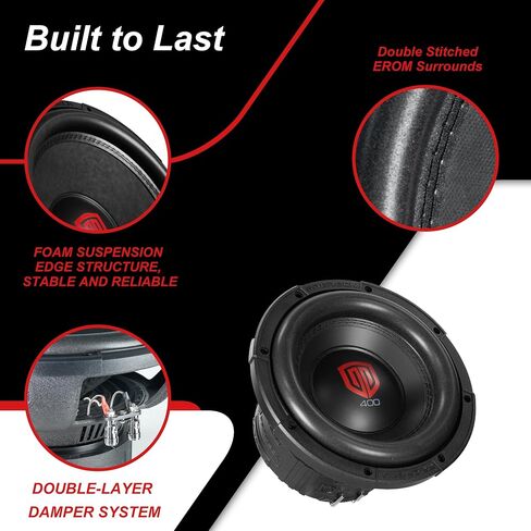 PRORECK Audio 408-D2 8" Dual 2 Impedance, Max Power 1200W Max Power Loud Car subwoofer (Pair) in Saudi Arabia