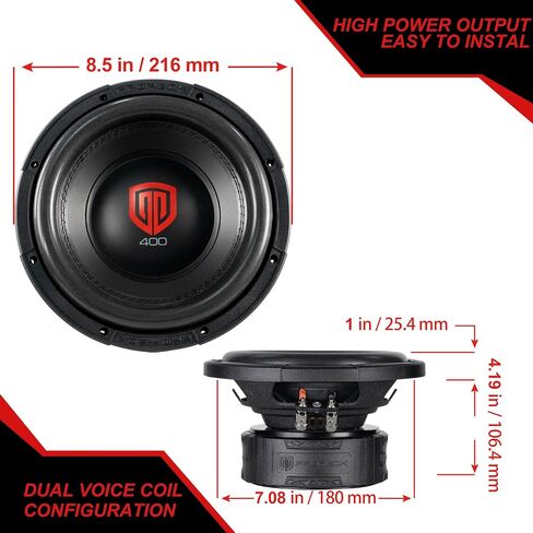 PRORECK Audio 408-D2 8" Dual 2 Impedance, Max Power 1200W Max Power Loud Car subwoofer (Pair) in Saudi Arabia