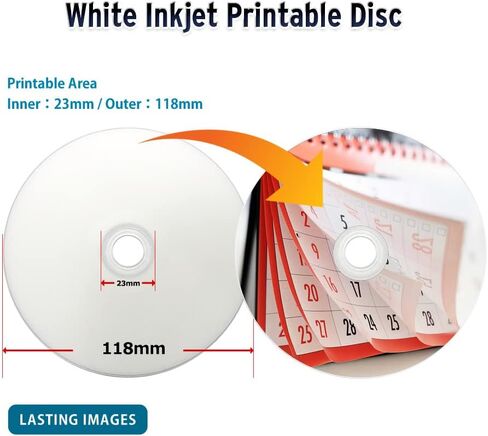 OQBDRE02WIP-10 2X 25 GB BD-RE Single Layer Blu-Ray ReWritable White Inkjet 10-Disc Spindle | Hub printable surface for full-color labels. Single Layer Blu-Ray ReWritable Blank Discs for Burning Music, Photos, Data in Kuwait