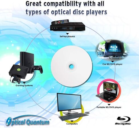 OQBDRE02WIP-10 2X 25 GB BD-RE Single Layer Blu-Ray ReWritable White Inkjet 10-Disc Spindle | Hub printable surface for full-color labels. Single Layer Blu-Ray ReWritable Blank Discs for Burning Music, Photos, Data in Kuwait