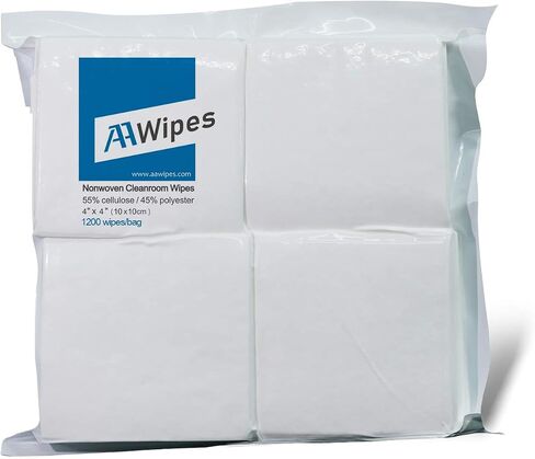 AAwipes Cleanroom Wipers 4x 4 (1200 Pcs, Cellulose/Polyester Blend, Grade A, 68GSM) Lint Free Wipes 4" x 4" for Lab, Electronics, Pharmaceutical, Printing and Semiconductor Industries in Kuwait