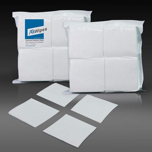 AAwipes Cleanroom Wipers 4x 4 (1200 Pcs, Cellulose/Polyester Blend, Grade A, 68GSM) Lint Free Wipes 4" x 4" for Lab, Electronics, Pharmaceutical, Printing and Semiconductor Industries in Kuwait