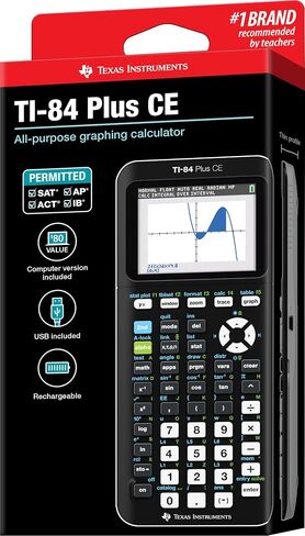 Texas Instruments TI-84 Plus CE Color Graphing Calculator, Black | Computer version included, USB charging, Full color, Faster than TI-84 Plus in Kuwait