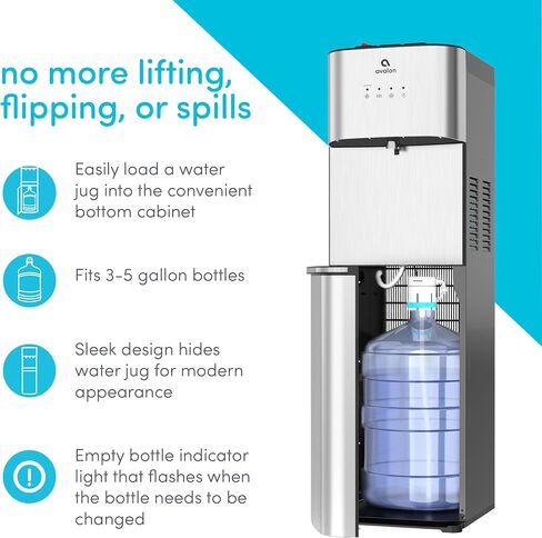 Avalon Self Cleaning Bottom Loading Water Cooler Water Dispenser | 3 Temperature Settings - Cold, Hot, & Room temps. Durable Stainless Steel Construction. UL/Energy Star Approved in Saudi Arabia