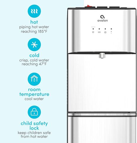 Avalon Self Cleaning Bottom Loading Water Cooler Water Dispenser | 3 Temperature Settings - Cold, Hot, & Room temps. Durable Stainless Steel Construction. UL/Energy Star Approved in Saudi Arabia