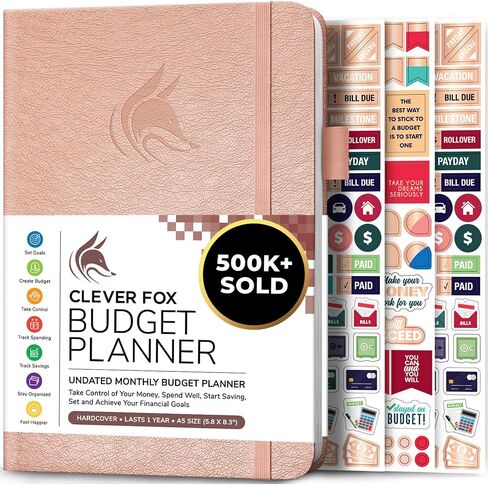 Clever Fox Budget Planner, Monthly Bill Tracker Book 5.8"x8.3" Rose Gold | Monthly budget planner & monthly bill organizer, income & expense tracker notebook, saving budget book, financial planner in Saudi Arabia