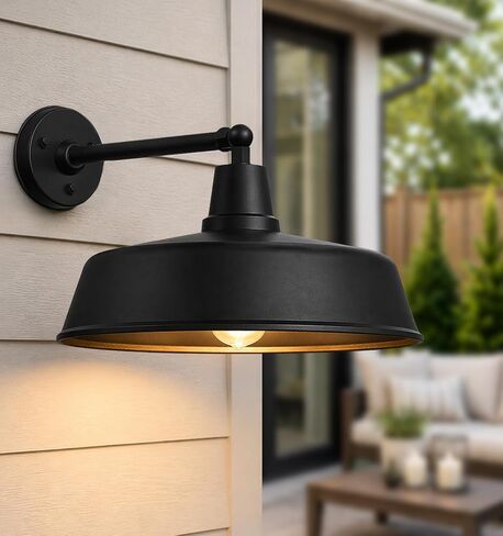18" Large Outdoor Barn Light, Farmhouse Straight-Arm Wall Fixture | Durable rust-resistant finish supports garages, workshops, patios, barn entrances, and exterior walls in Saudi Arabia