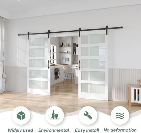 Double 36x84 Glass Barn Doors Double Door with Hardware,5 Panels in Saudi Arabia
