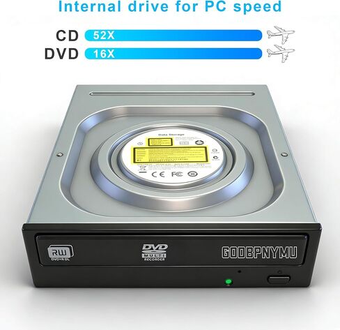 Internal 5.25 SATA DVD/CD Burner, 24x Optical Drive for PC Tower | Win7/8/10/11/XP/Mac/Linux compatible · Screwdriver, SATA cable, screws & disc sleeves included in Kuwait