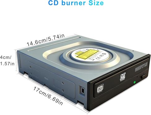 Internal 5.25 SATA DVD/CD Burner, 24x Optical Drive for PC Tower | Win7/8/10/11/XP/Mac/Linux compatible · Screwdriver, SATA cable, screws & disc sleeves included in Kuwait