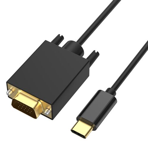 كابل BERLAT USB C إلى VGA بطول 6FT 1080P لجهاز MacBook iPhone Dell | محول USB C إلى VGA بطول 6 أقدام، مخرج فيديو 1080 بكسل، التوصيل والتشغيل، لأجهزة MacBook/iPad/iPhone/Samsung/Dell، بدون صوت، بدون شحن in Kuwait