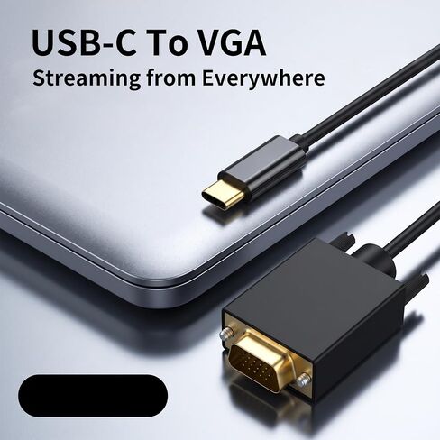 كابل BERLAT USB C إلى VGA بطول 6FT 1080P لجهاز MacBook iPhone Dell | محول USB C إلى VGA بطول 6 أقدام، مخرج فيديو 1080 بكسل، التوصيل والتشغيل، لأجهزة MacBook/iPad/iPhone/Samsung/Dell، بدون صوت، بدون شحن in Kuwait
