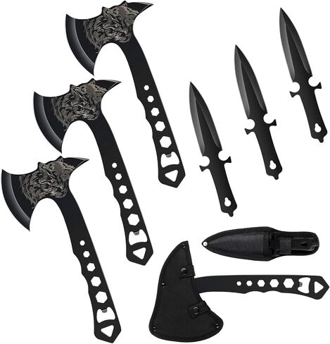 Throwing Stars Axe Throwing Game for Backyard, Throwing Axes and Tomahawks Set with Nylon Sheath, 10in Throwing Hatchet Axe for Adults Competition and Recreation, Axe Gift Set for Men in Saudi Arabia
