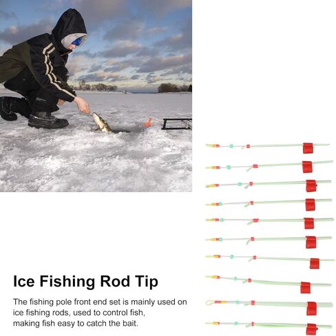 Ice Fishing Rod End Set of 10 Pieces Mini Ice Fishing Rod for Winter Lightweight ABS for Easy Bait Control Suitable for Rivers and Reservoirs Fishing in Saudi Arabia