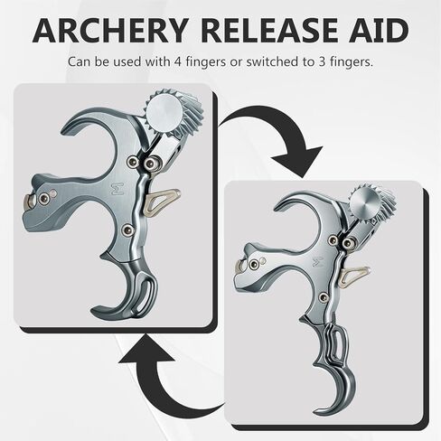 Archery Accessory with Wrist Strap, Adjustable 3-Finger Aluminum Alloy Archery Equipment with Adjustment Tool, Ergonomic Design for Left and Right Hand Use in Saudi Arabia