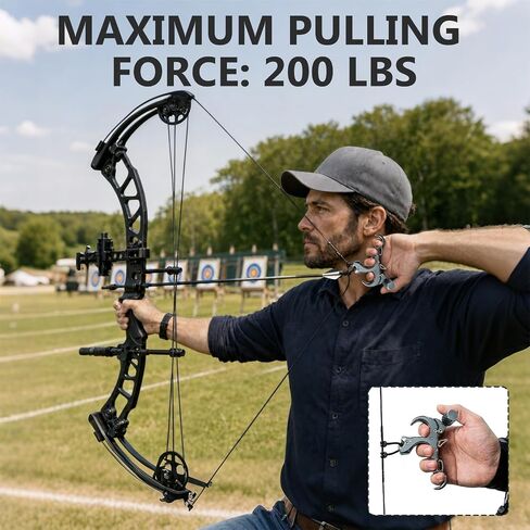 Archery Accessory with Wrist Strap, Adjustable 3-Finger Aluminum Alloy Archery Equipment with Adjustment Tool, Ergonomic Design for Left and Right Hand Use in Saudi Arabia