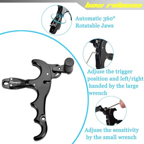 Bow Release Thumb Archery 4 Finger Release-Bow Trigger 360° Rotatable Thumb Release for Compound Bow in Saudi Arabia